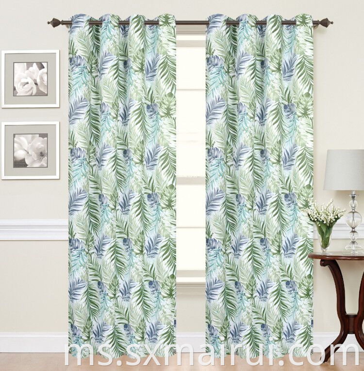 100% Polyester Linen Color Shading Printed Curtains